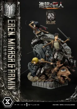 Attack On Titan Ultimate Premium Masterline Statuette Eren, Mikasa, & Armin Deluxe Bonus Version 72 Cm