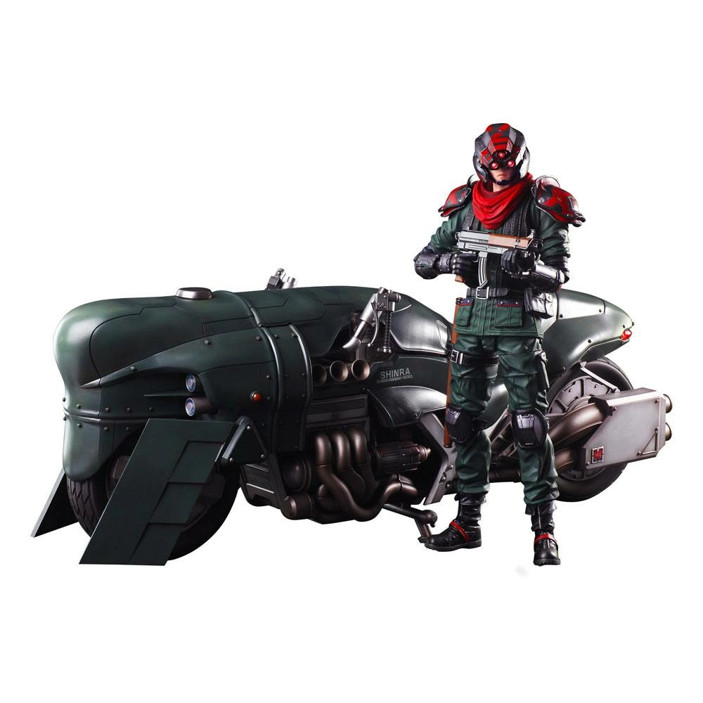 Square Enix Final Fantasy Vii Remake Play Arts Kai Figurine Et Véhicule Shinra Elite Security Officer & Bike