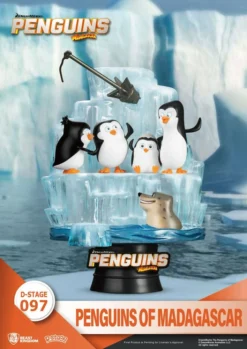 BEAST KINGDOM Les Pingouins De Madagascar Diorama Pvc D-stage Skipper, Kowalski, Private & Rico 14 Cm