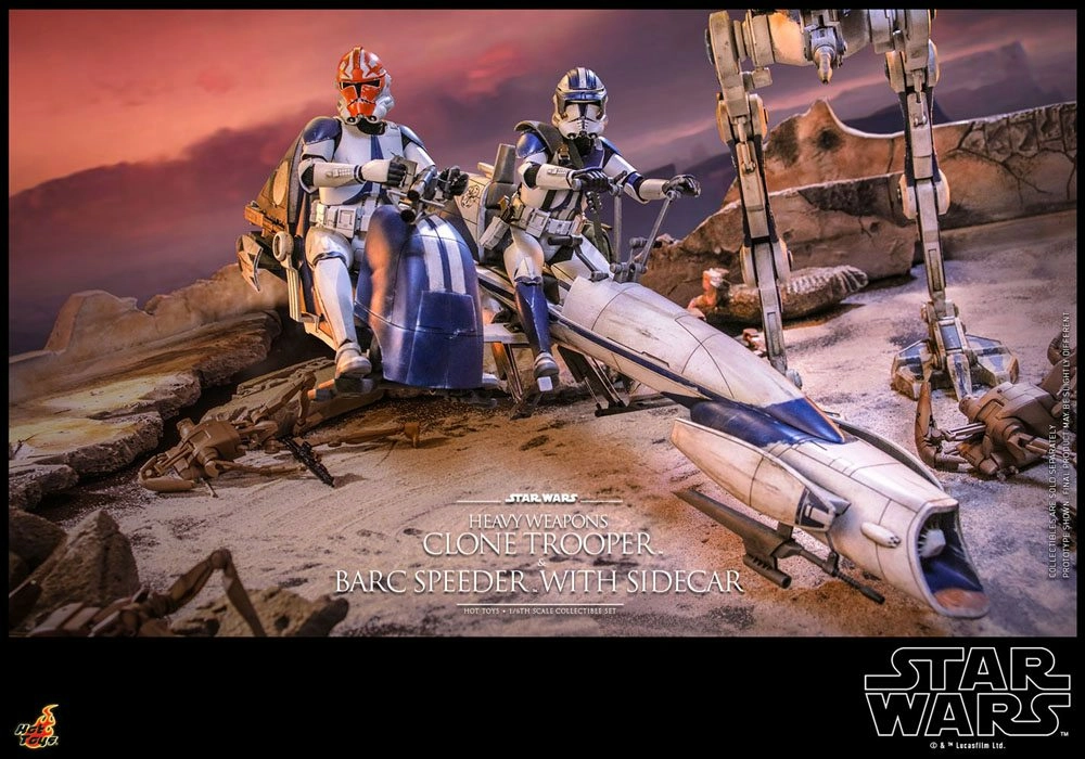 Hot Toys Star Wars The Clone Wars Figurine 1/6 Heavy Weapons Clone Trooper & Barc Speeder With Sidecar 30 Cm - Image 3