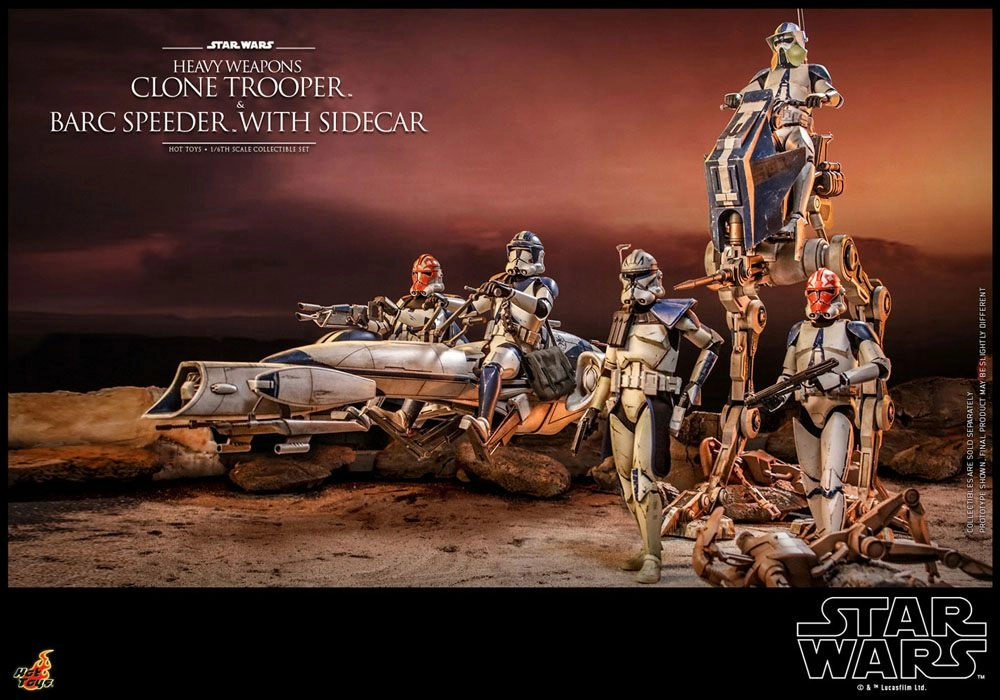 Hot Toys Star Wars The Clone Wars Figurine 1/6 Heavy Weapons Clone Trooper & Barc Speeder With Sidecar 30 Cm - Image 5