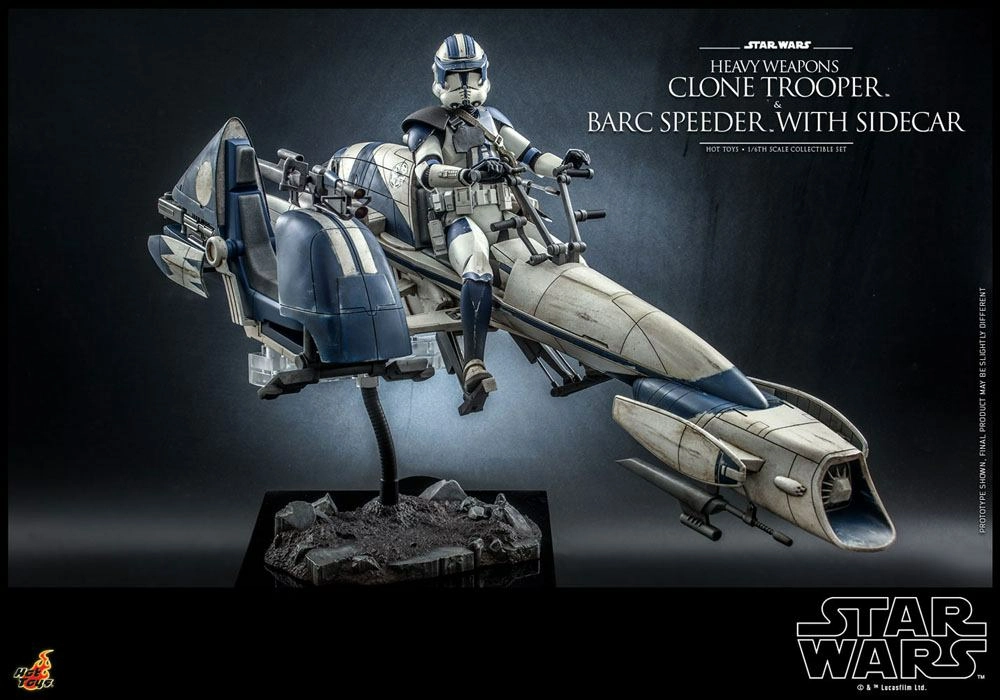 Hot Toys Star Wars The Clone Wars Figurine 1/6 Heavy Weapons Clone Trooper & Barc Speeder With Sidecar 30 Cm - Image 7