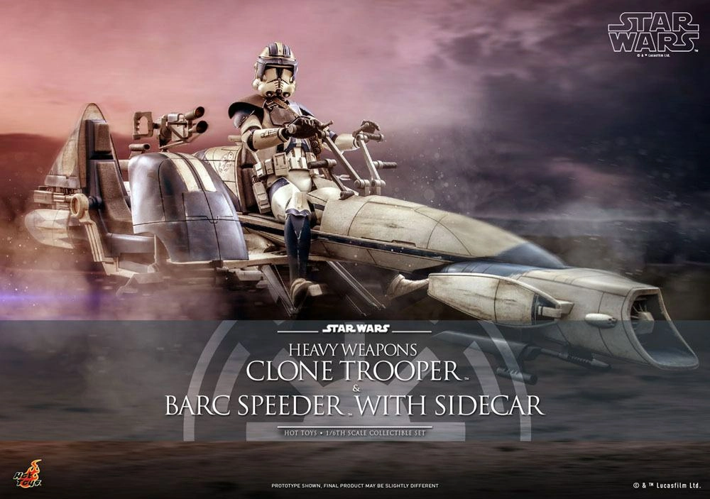 Hot Toys Star Wars The Clone Wars Figurine 1/6 Heavy Weapons Clone Trooper & Barc Speeder With Sidecar 30 Cm - Image 9