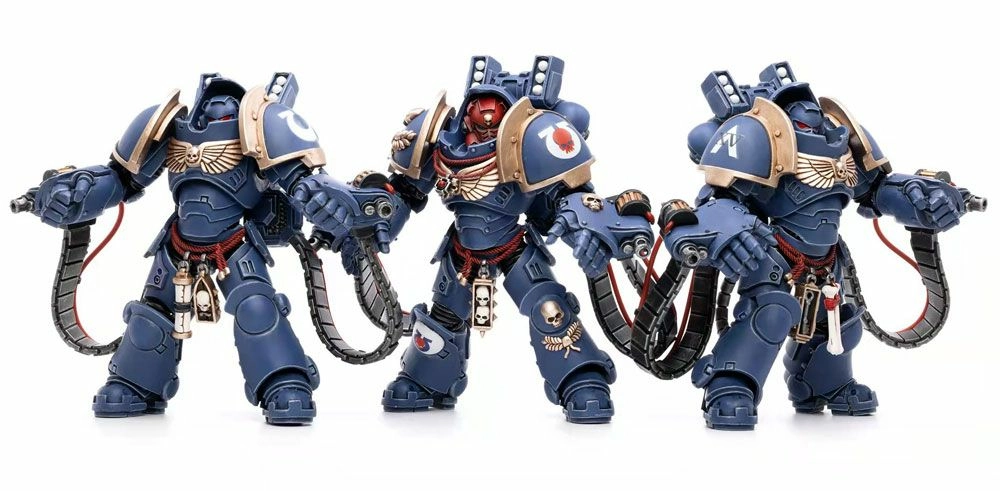 Joy Toy Warhammer 40k Pack 3 Figurines 1/18 Ultramarines Aggressors 12 Cm